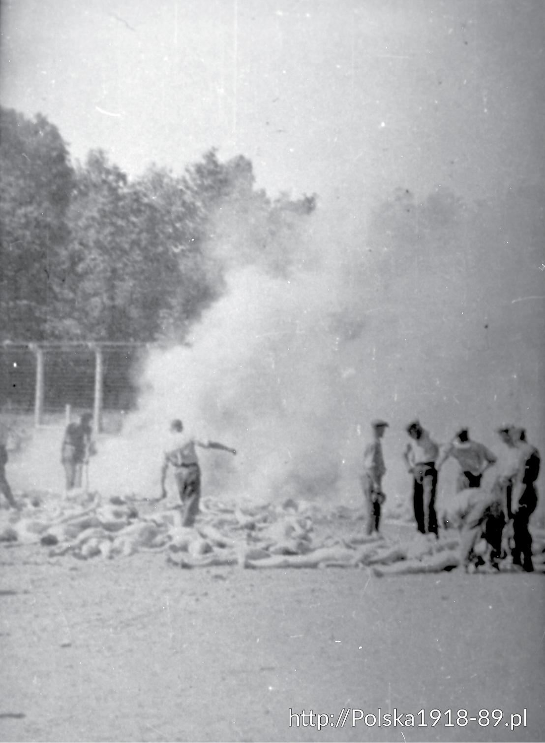 Więźniowie Sonderkomanda podczas palenia zwłok 